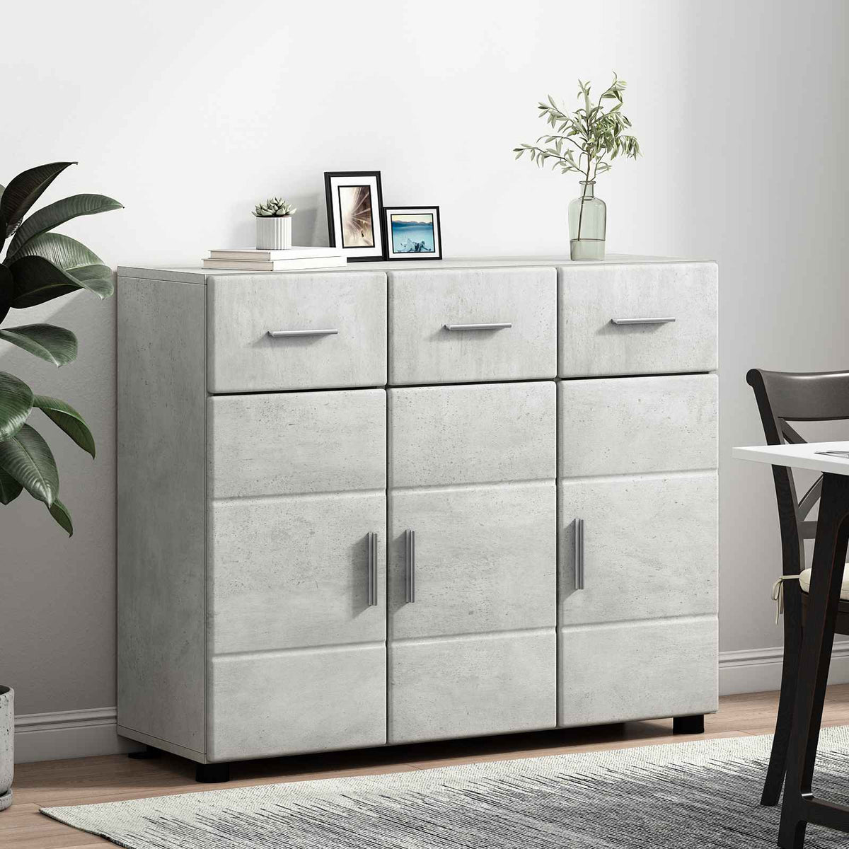 Sideboard FLORIN 88,5 x 30,5 x 73 cm Beton Grå Konstrueret træ