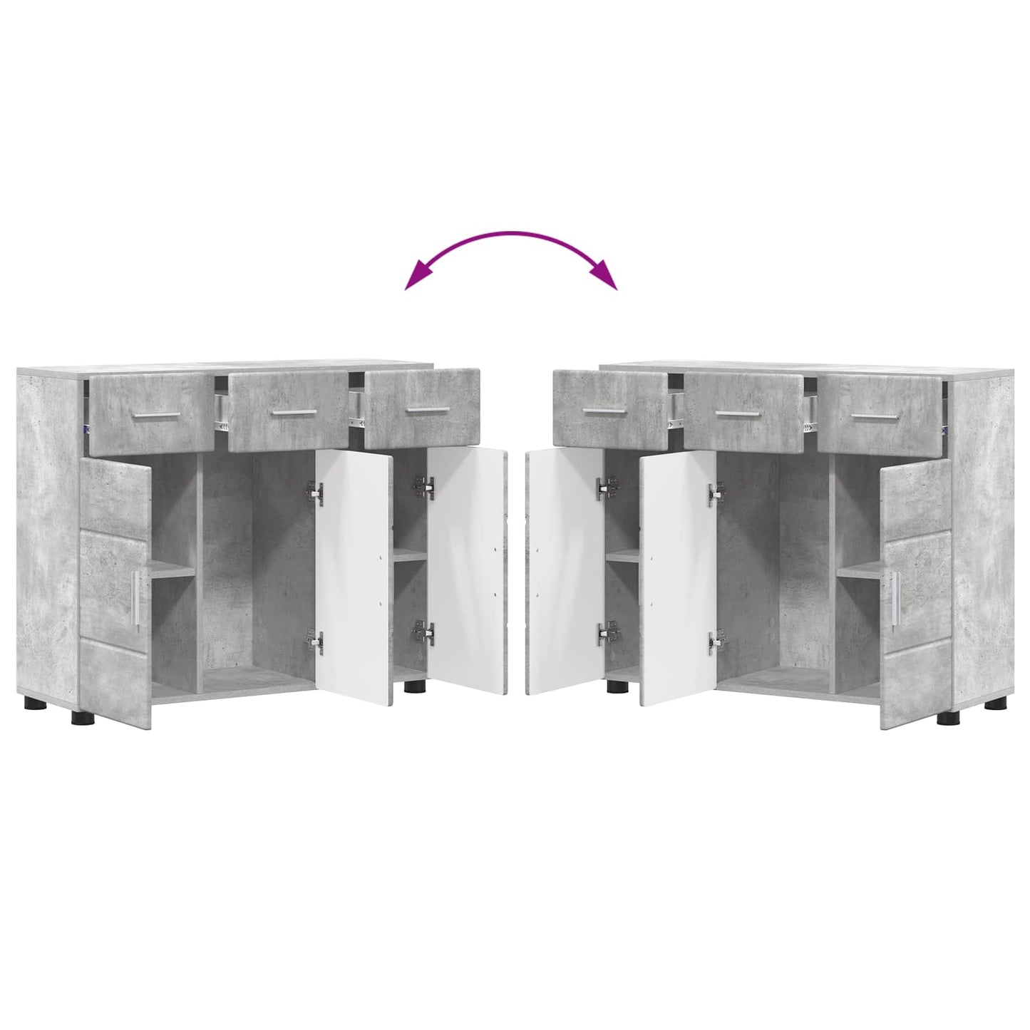 Sideboard FLORIN 88,5 x 30,5 x 73 cm Beton Grå Konstrueret træ