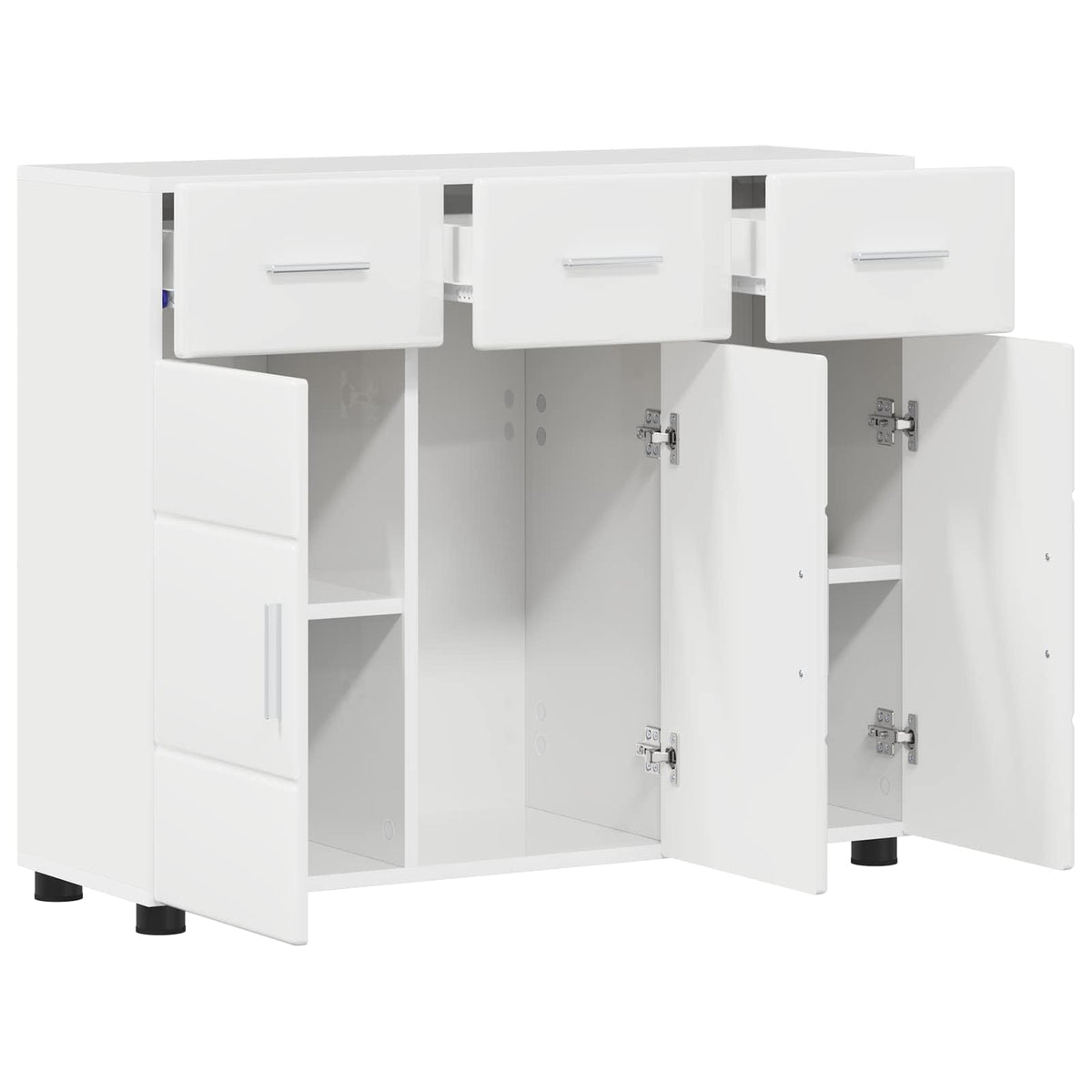 Sideboard FLORIN 88,5 x 30,5 x 73 cm Høj gloss hvid