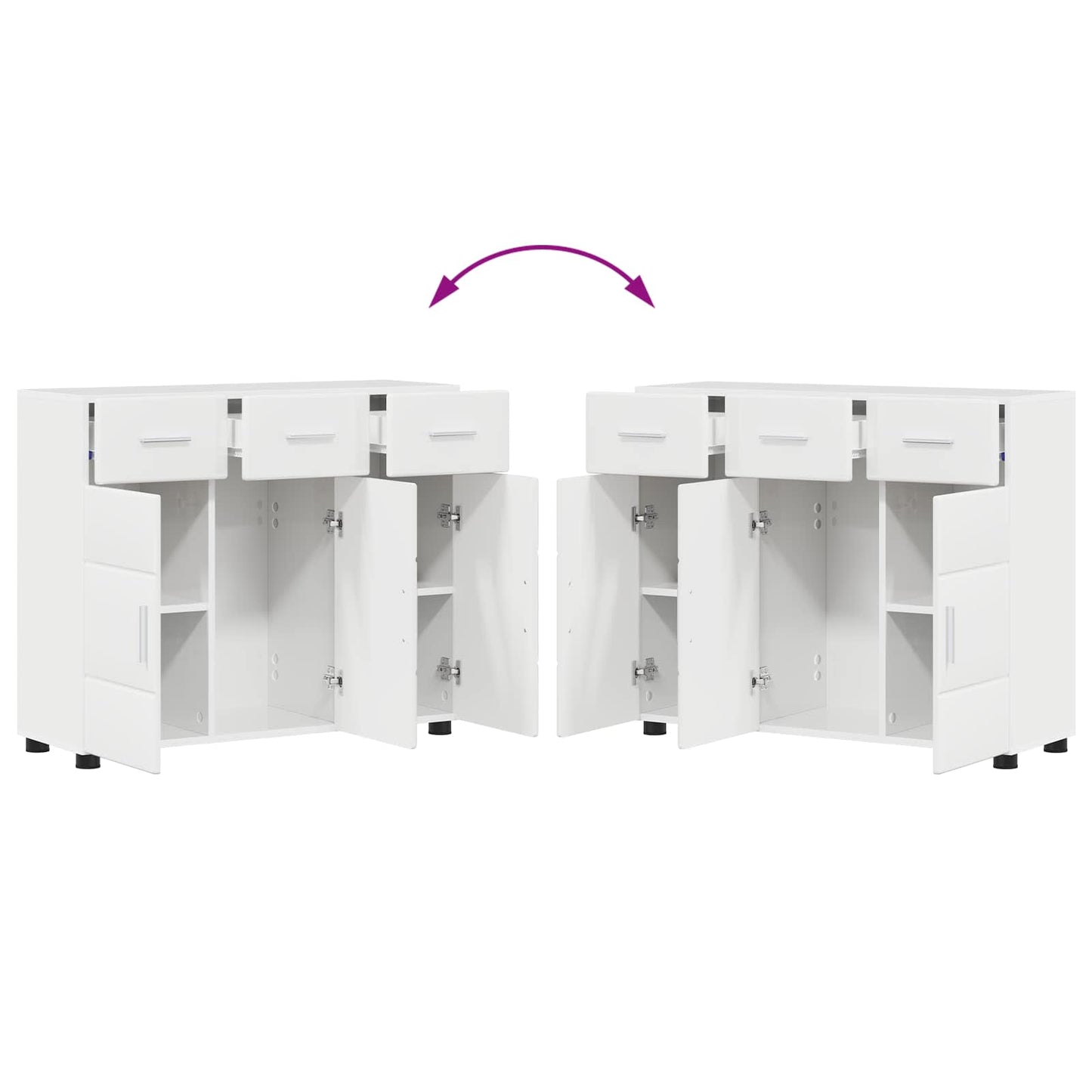 Sideboard FLORIN 88,5 x 30,5 x 73 cm Høj gloss hvid