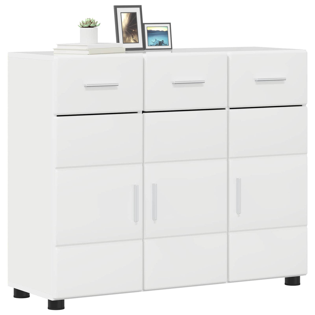 Sideboard FLORIN 88,5 x 30,5 x 73 cm Høj gloss hvid