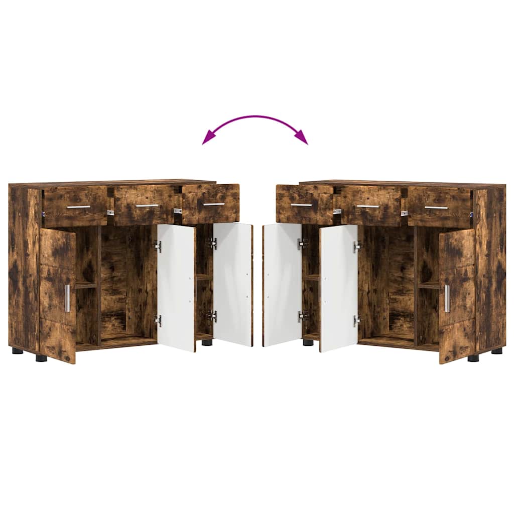 Sideboard FLORIN 88,5 x 30,5 x 73 cm Røget eg Konstrueret træ