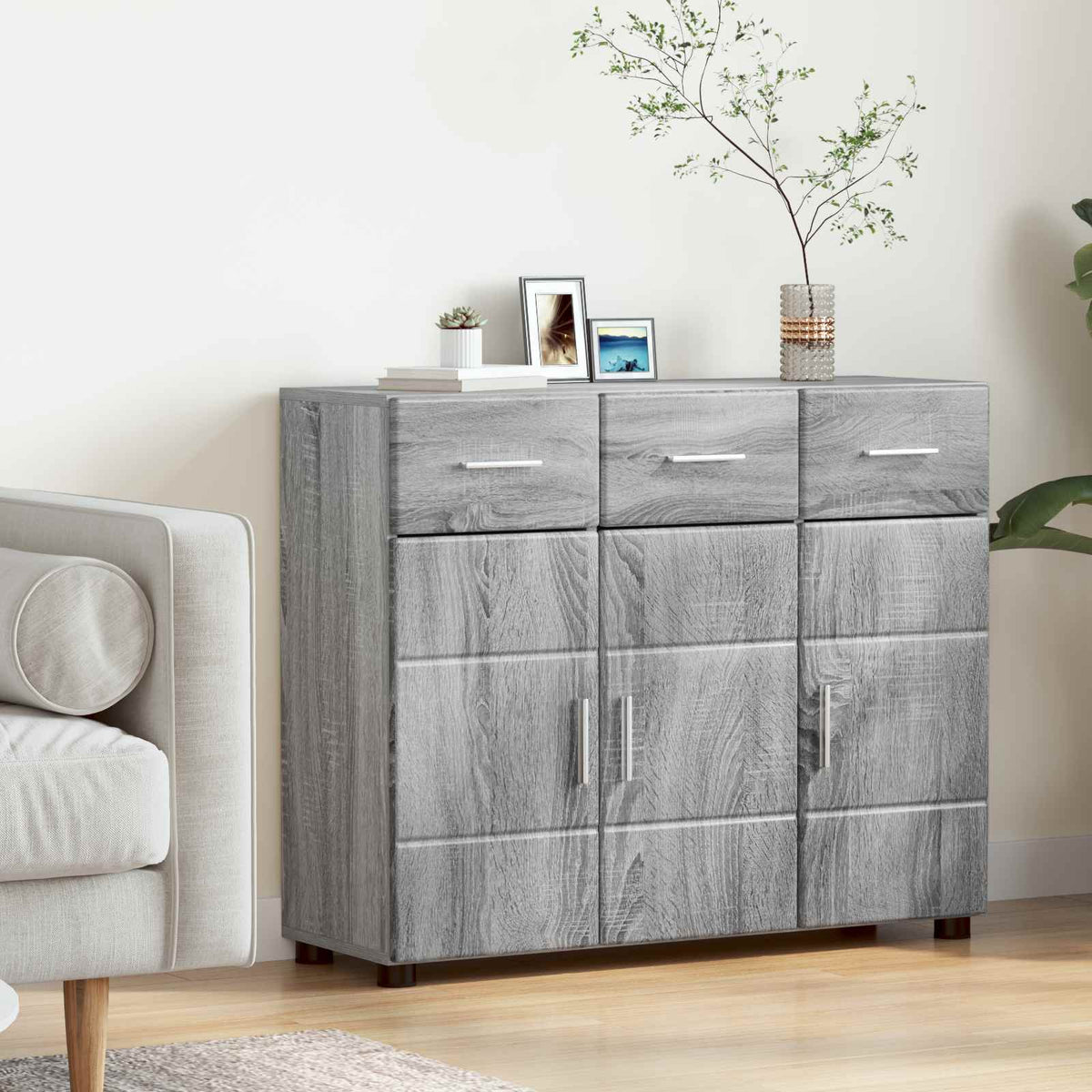 Sideboard FLORIN 88,5 x 30,5 x 73 cm Grå Sonoma Konstrueret træ