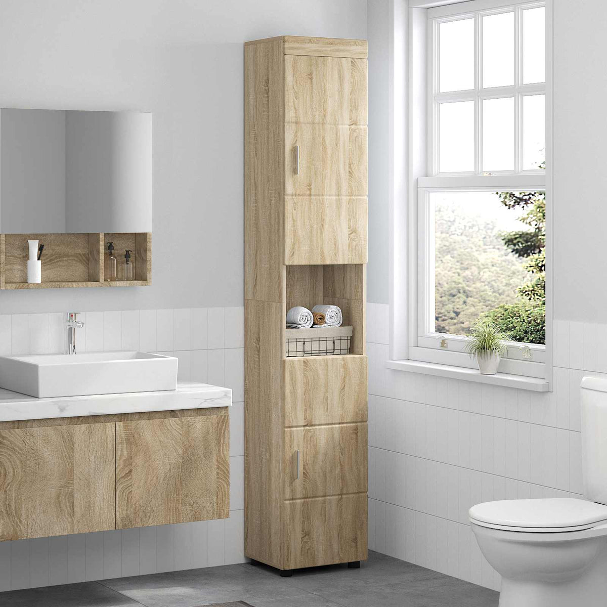 Badeværelsesskabsæt TULUM Sonoma eg 37 x 31,5 x 203 cm