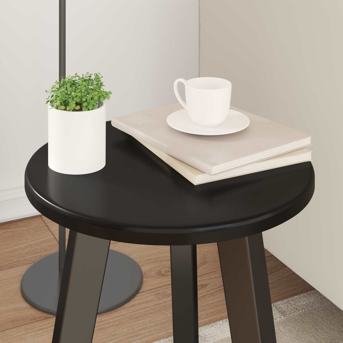 Bordplade Ø 30 x 1,5 cm Rund Konstrueret træ Sort