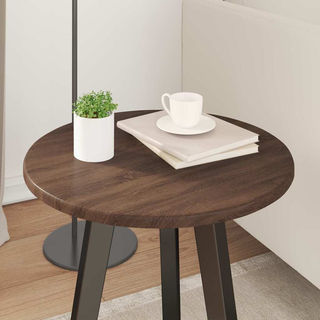 Bordplade Ø 40 x 1,5 cm Rund Konstrueret træ Brunt eg