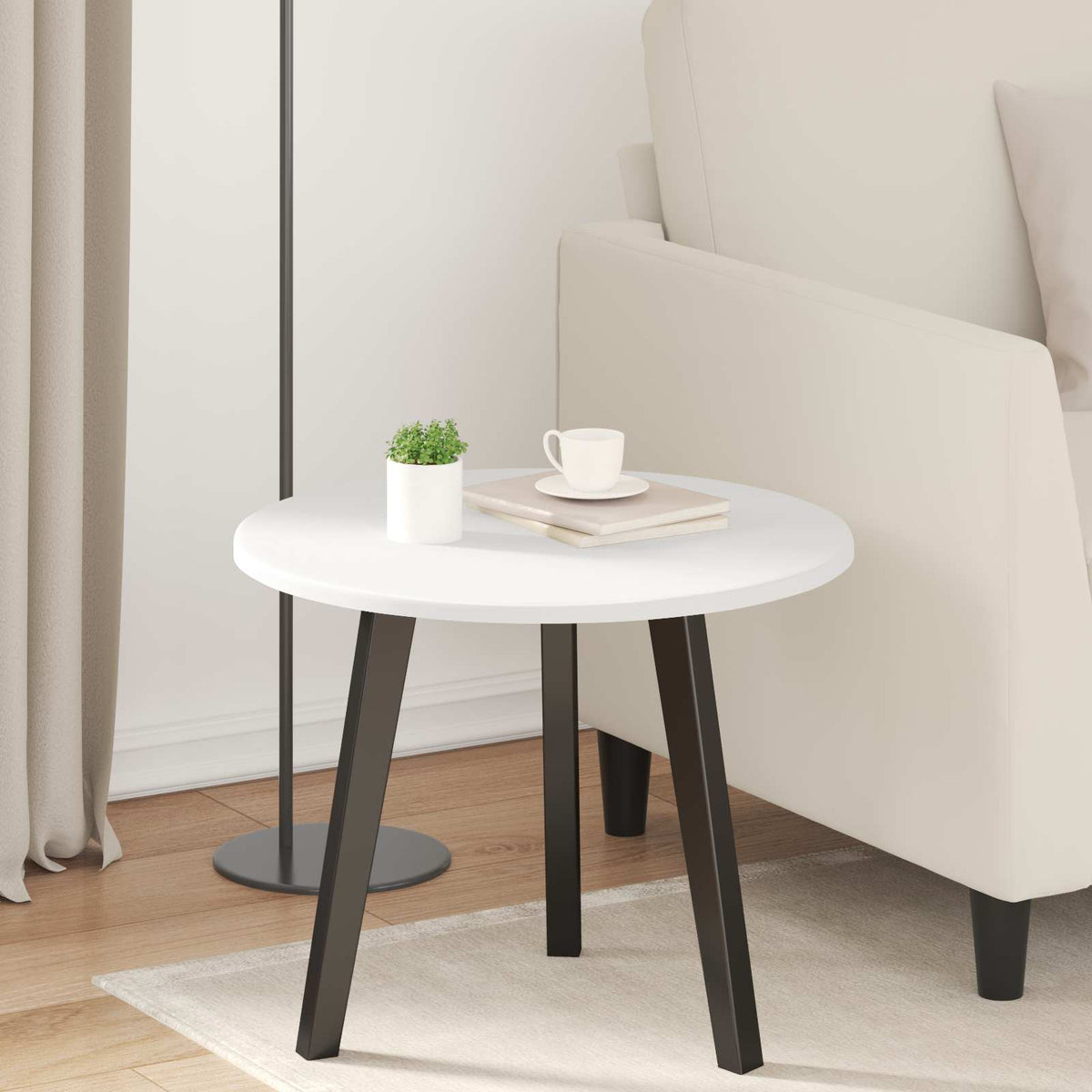 Bordplade Ø 50 x 1,5 cm Rund Konstrueret træ Hvid