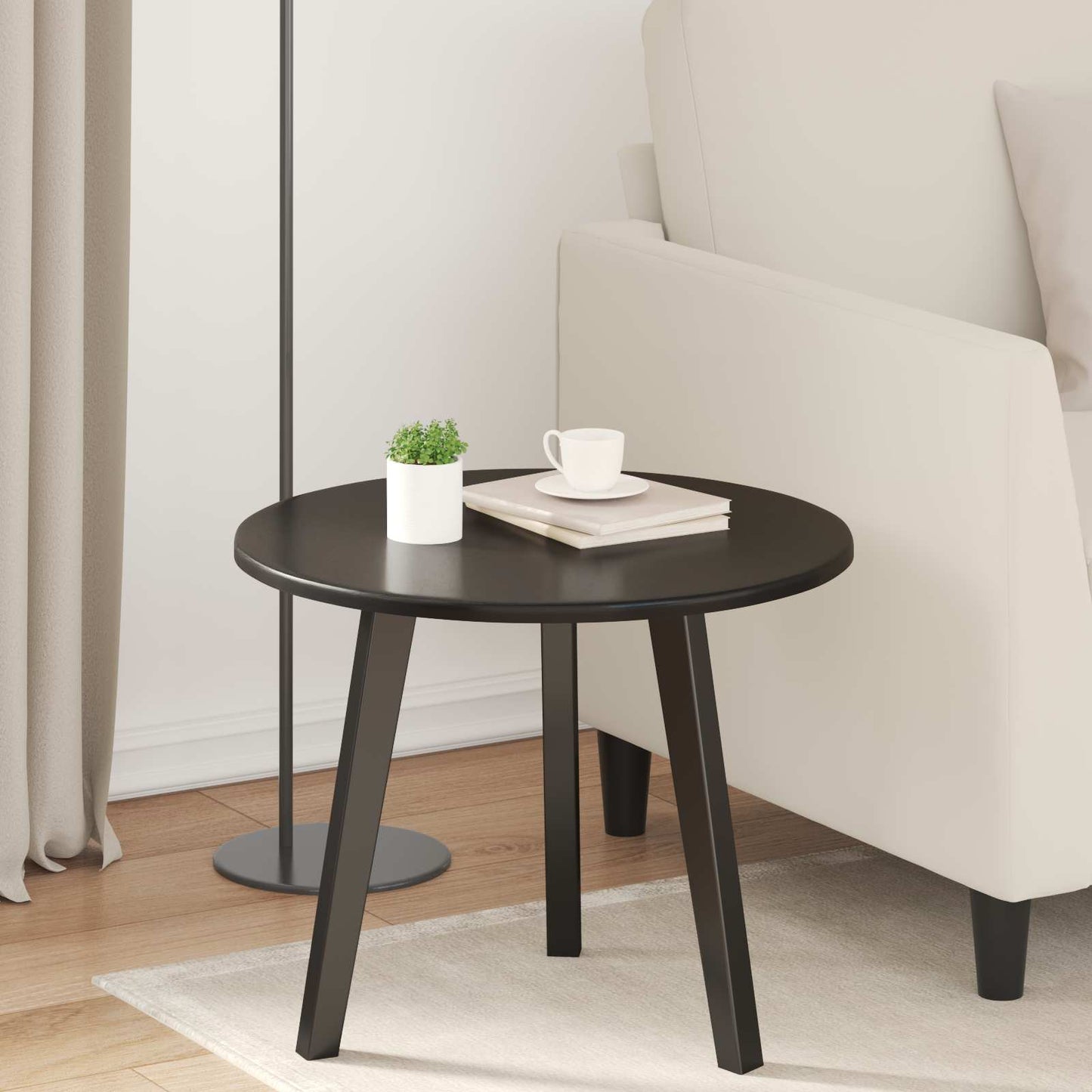 Bordplade Ø 50 x 1,5 cm Rund Konstrueret træ Sort