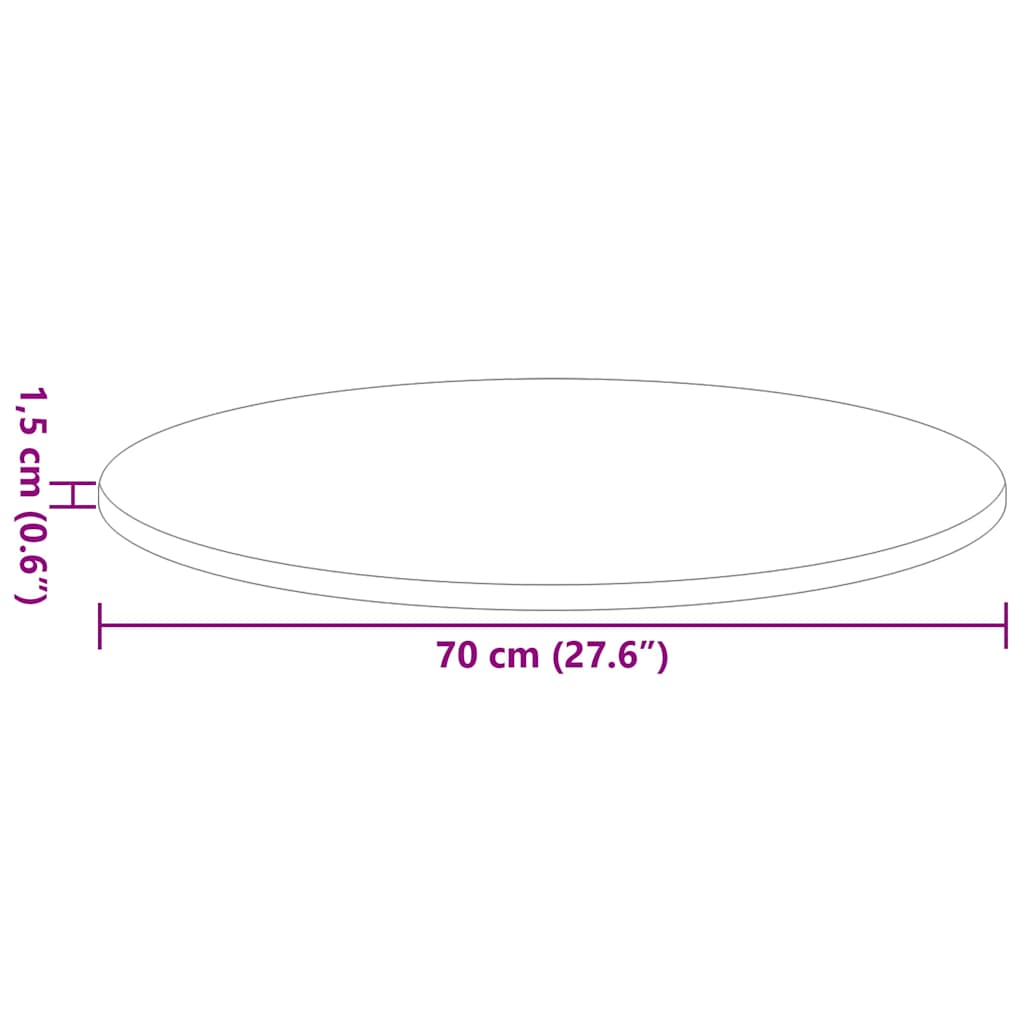 Bordplade Ø 70 x 1,5 cm Rund Konstrueret træ Gammelt træ