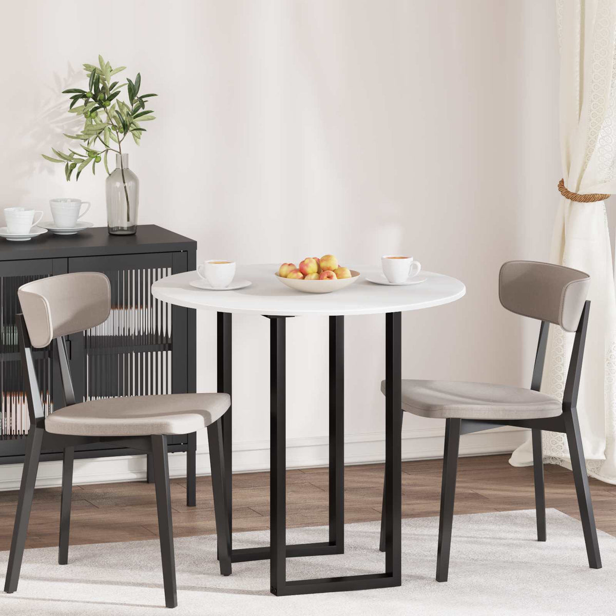 Bordplade Ø 80 x 1,5 cm Rund Konstrueret træ Hvid