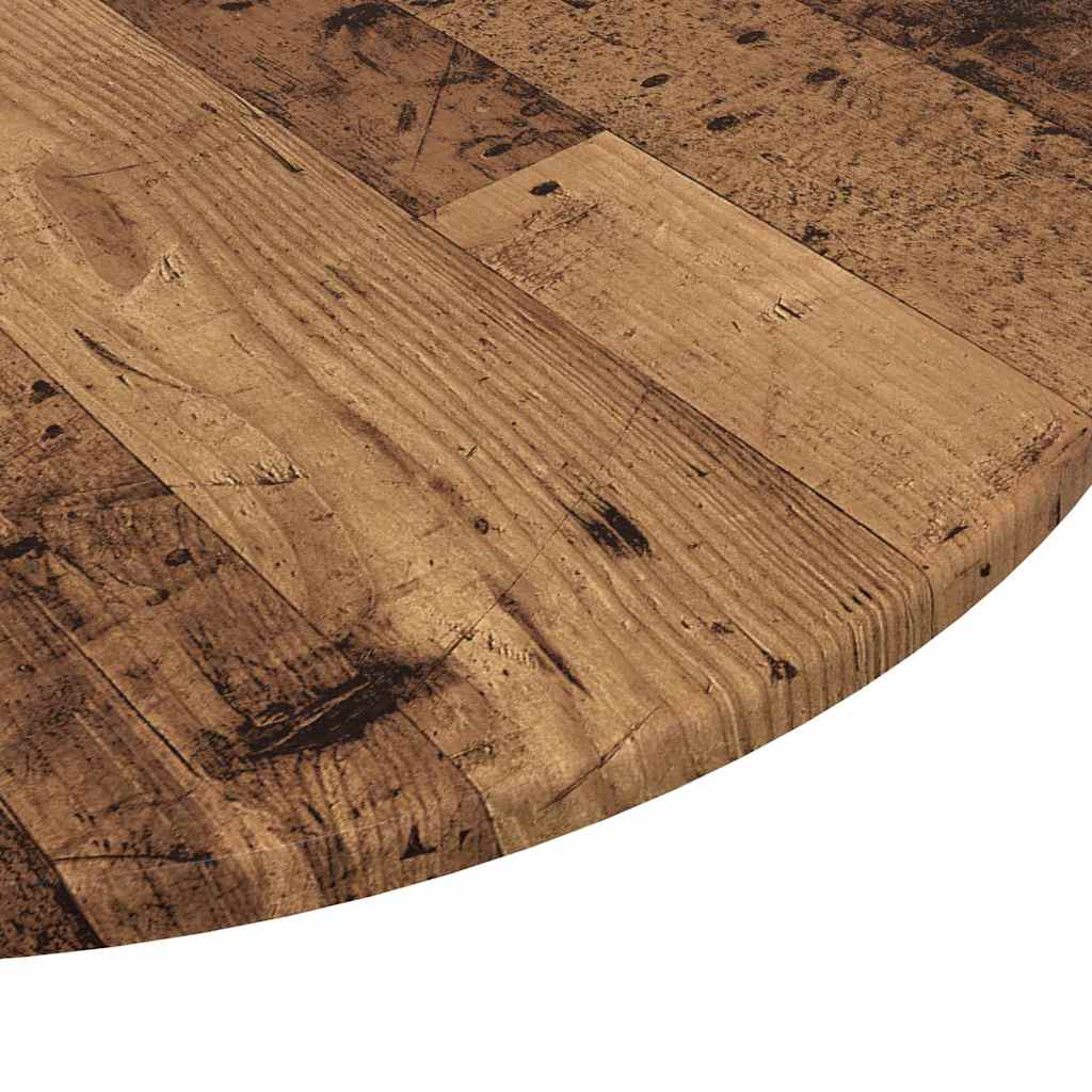 Bordplade Ø 80 x 1,5 cm Rund Konstrueret træ Gammelt træ