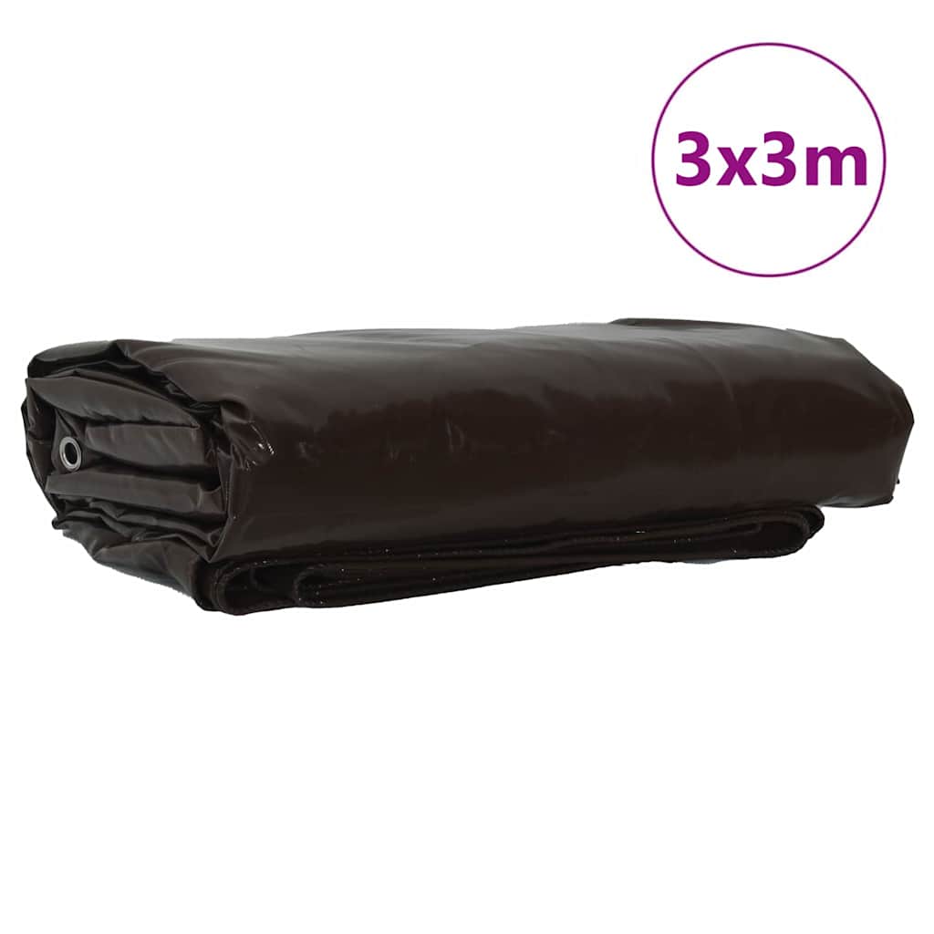 Tarpaulin 650g / m² Brun 3 x 3 m Lærred med PVC-belægning