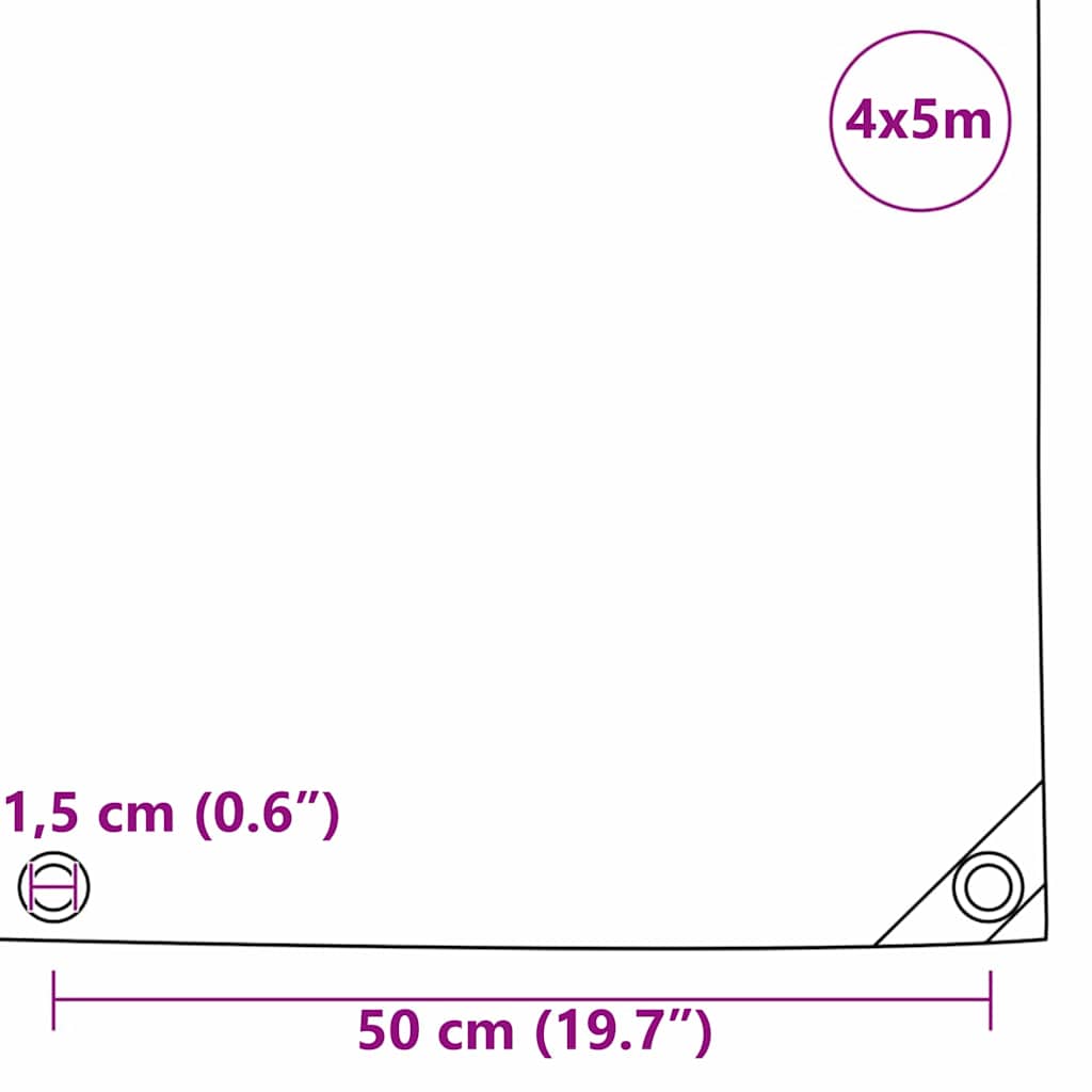 Tarpaulin 650g / m² Brun 4 x 5 m Lærred med PVC-belægning