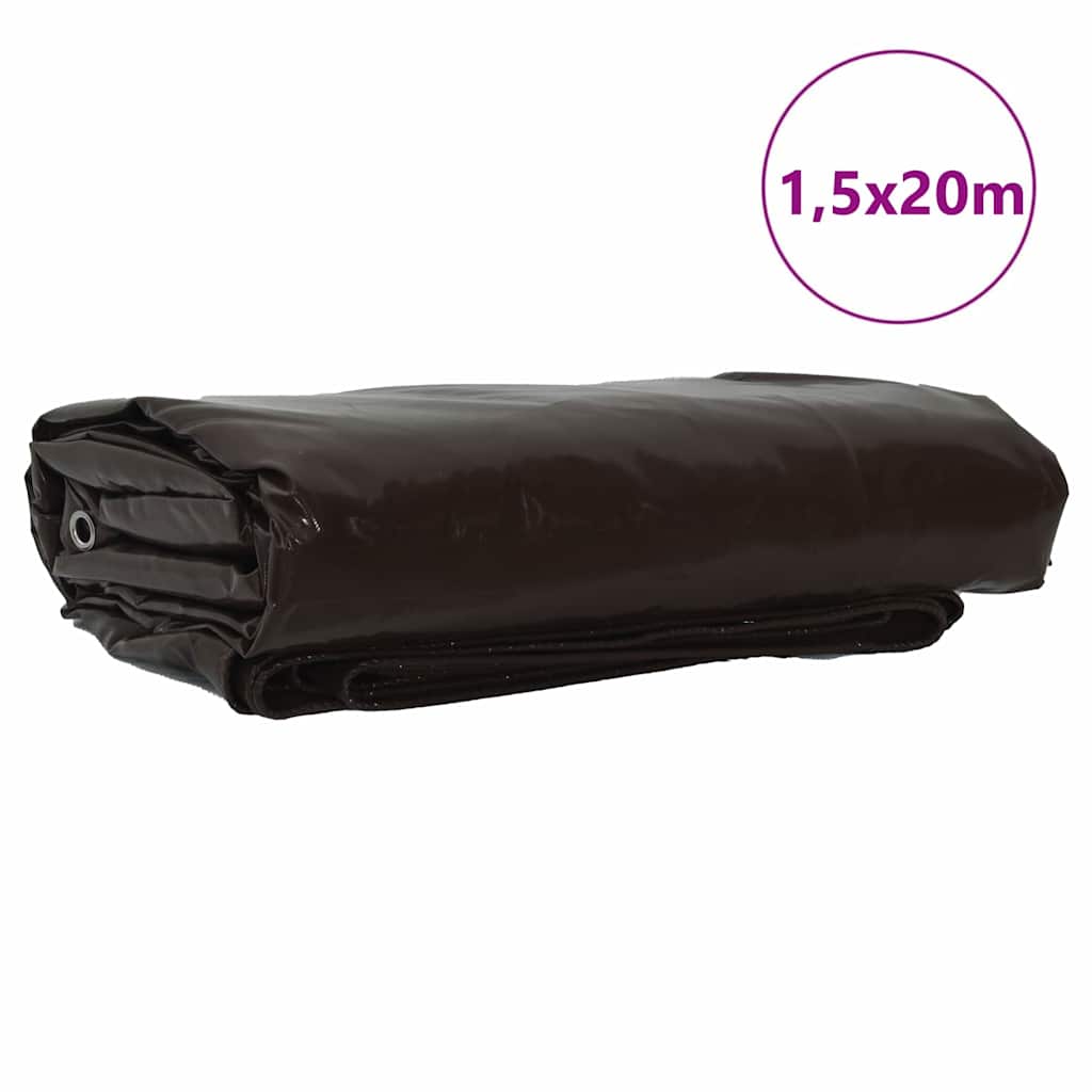 Tarpaulin 650g / m² Brun 1,5 x 20 m Lærred med PVC-belægning