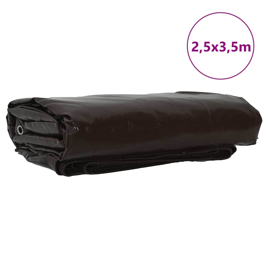 Tarpaulin 650g / m² Brun 2,5 x 3,5 m Lærred med PVC-belægning