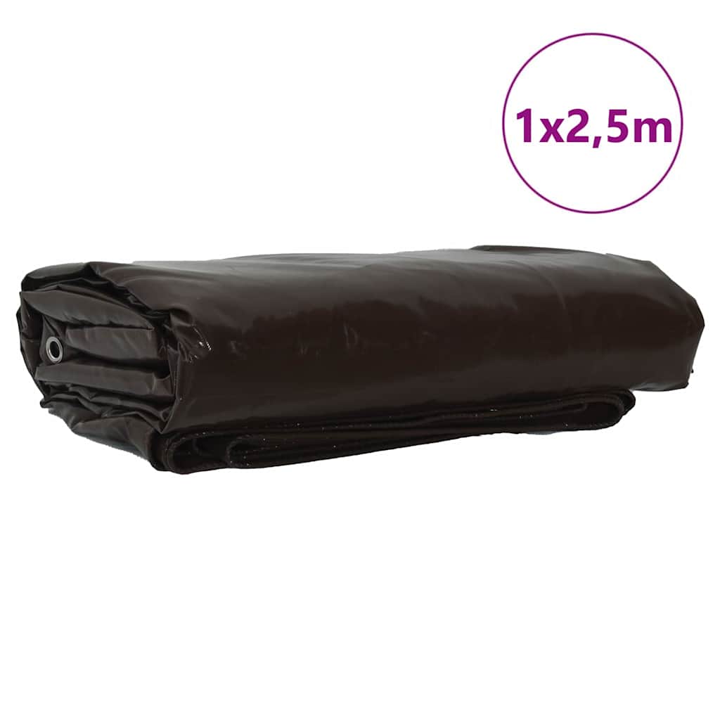 Tarpaulin 650g / m² Brun 1 x 2,5 m Lærred med PVC-belægning