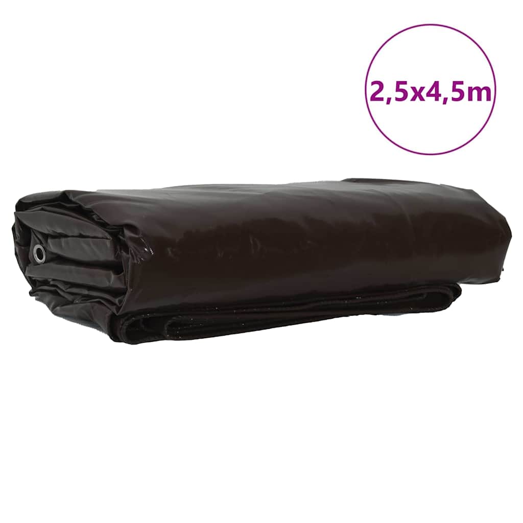 Tarpaulin 650g / m² Brun 2,5 x 4,5 m Lærred med PVC-belægning