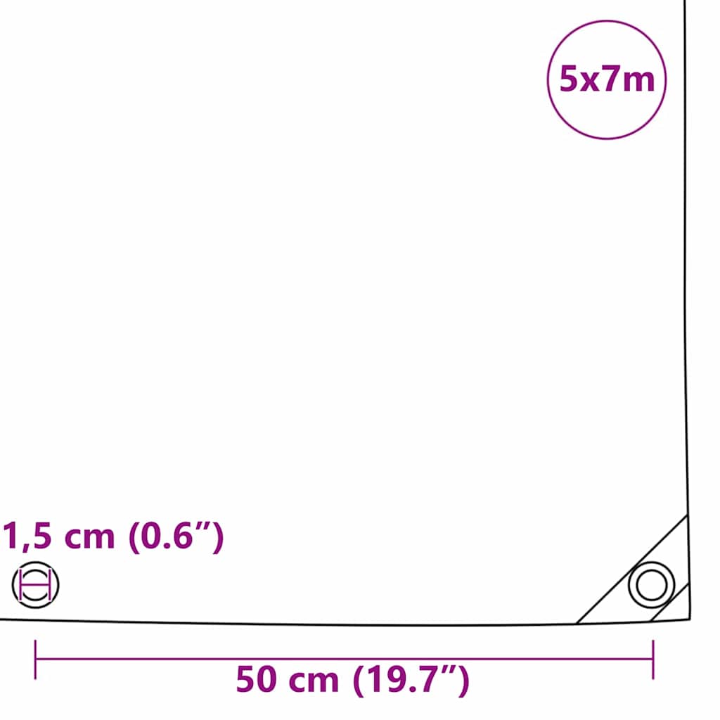 Tarpaulin 650g / m² Brun 5 x 7 m Lærred med PVC-belægning
