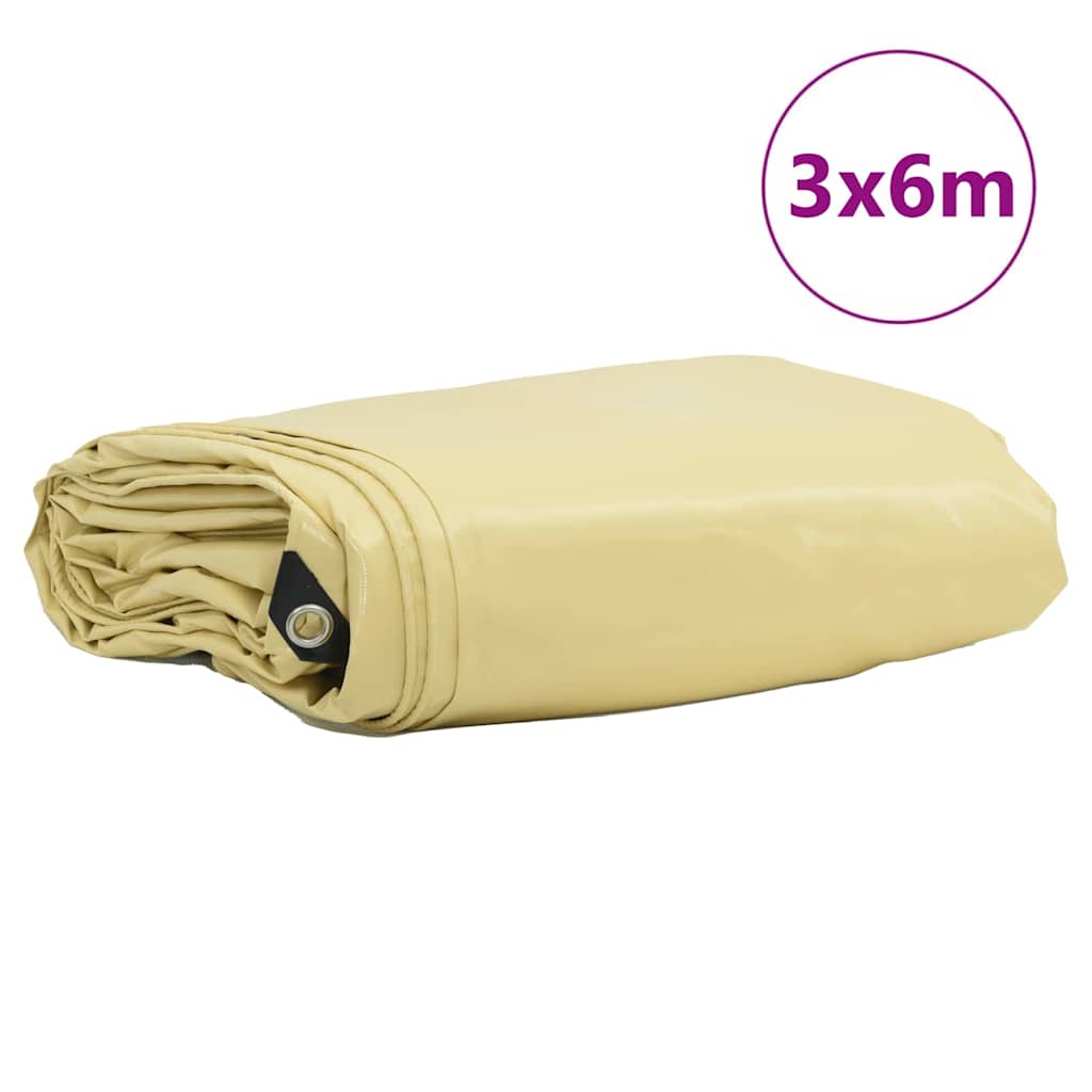 Tarpaulin 650g / m² Beige 3 x 6 m Lærred med PVC-belægning