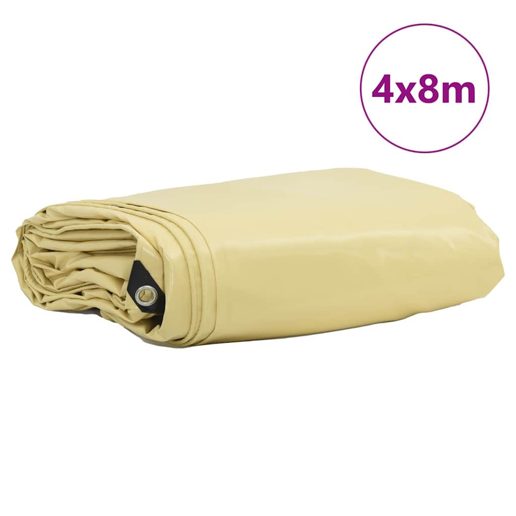 Tarpaulin 650g / m² Beige 4 x 8 m Lærred med PVC-belægning