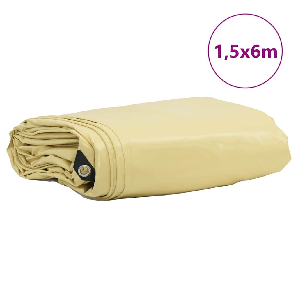 Tarpaulin 650g / m² Beige 1,5 x 6 m Lærred med PVC-belægning