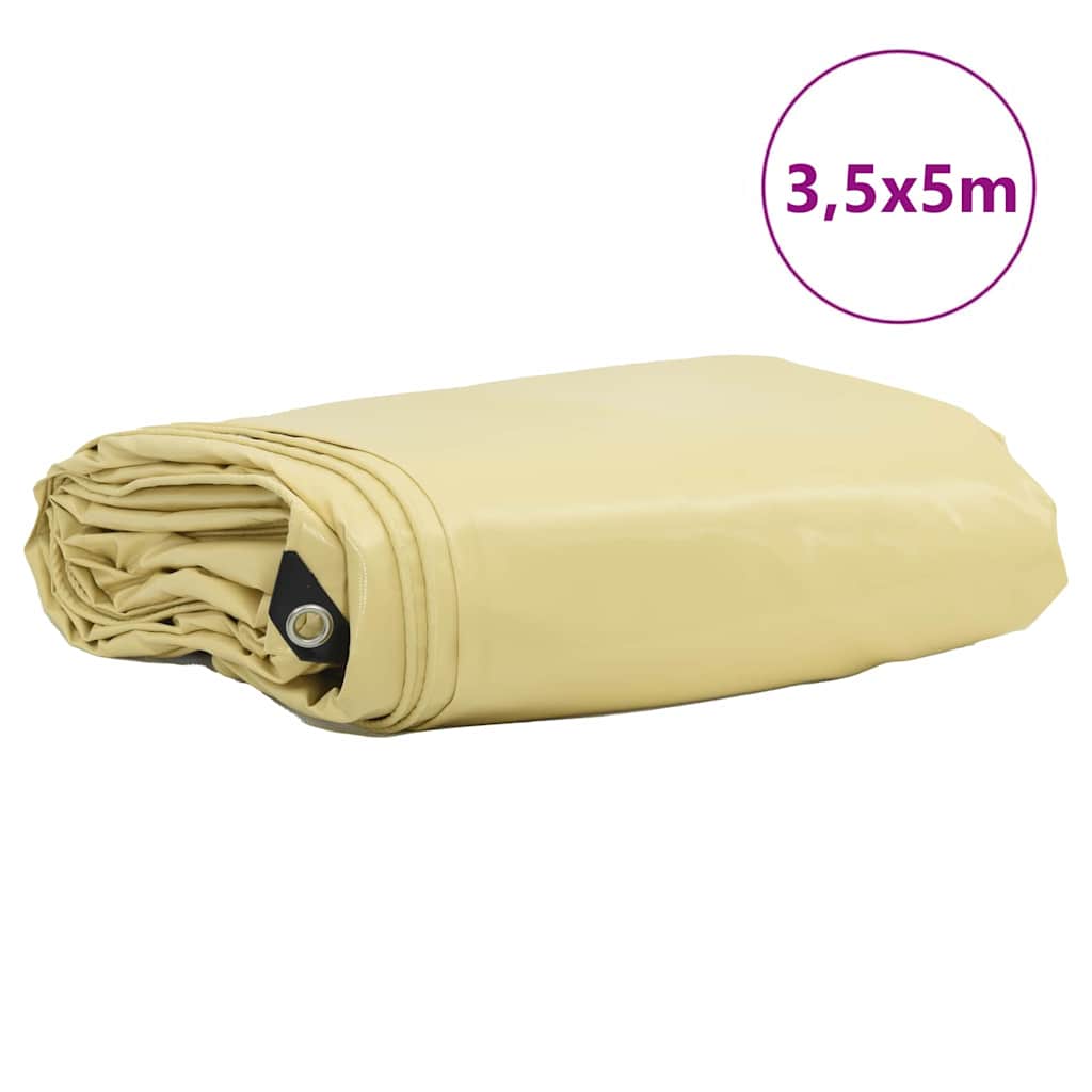 Tarpaulin 650g / m² Beige 3,5 x 5 m Lærred med PVC-belægning