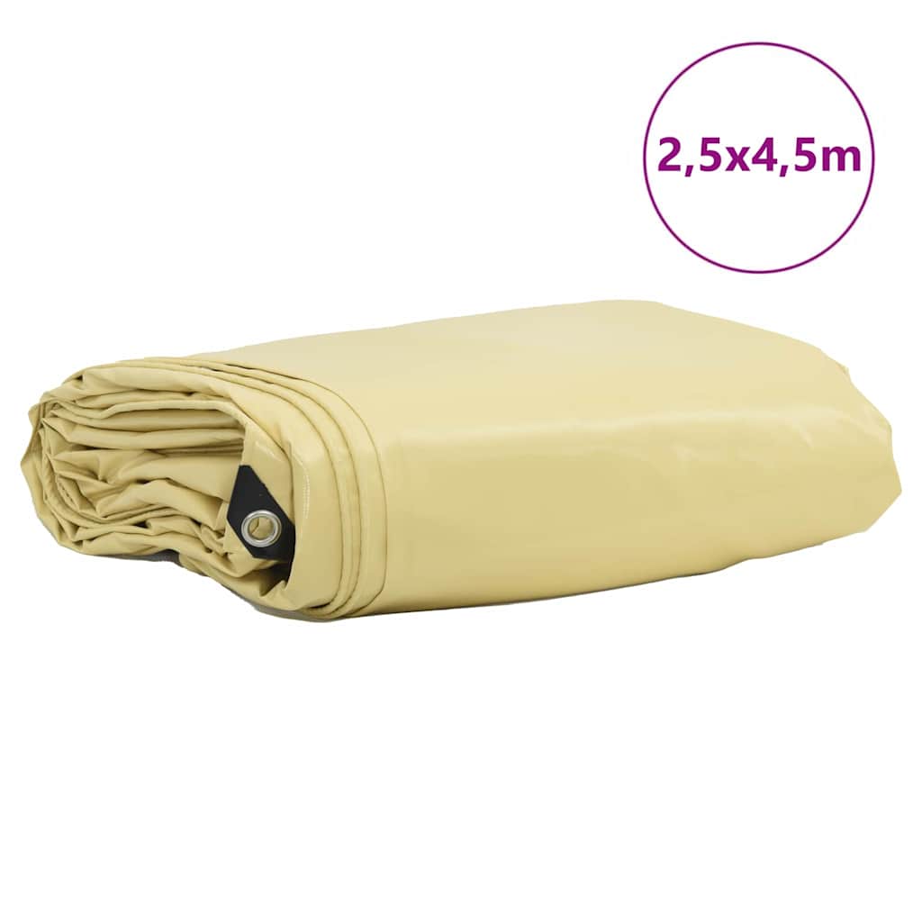 Tarpaulin 650g / m² Beige 2,5 x 4,5 m Lærred med PVC-belægning