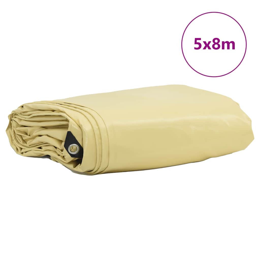 Tarpaulin 650g / m² Beige 5 x 8 m Lærred med PVC-belægning