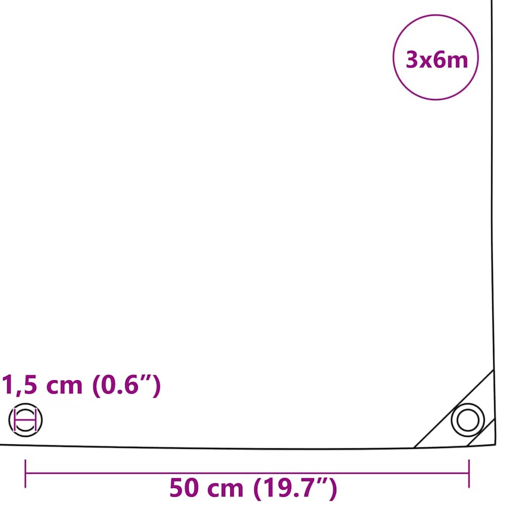 Tarpaulin 650g / m² Olivengrøn 3 x 6 m Lærred med PVC-belægning