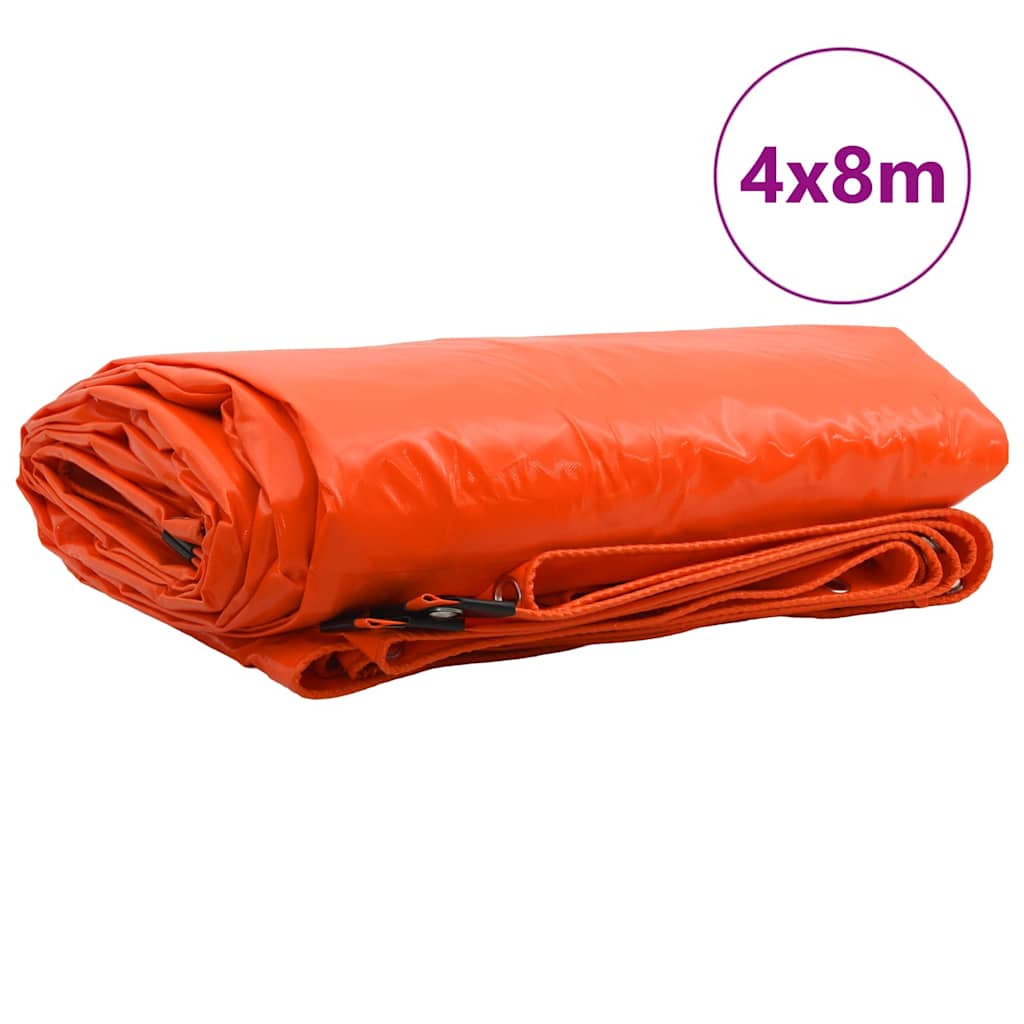 Tarpaulin 650g / m² Orange 4 x 8 m Lærred med PVC-belægning