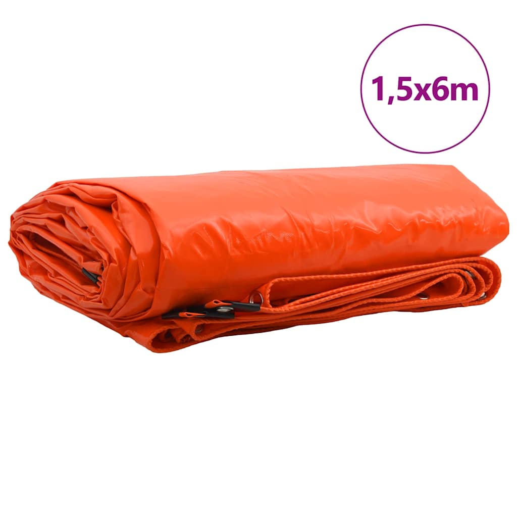 Tarpaulin 650g / m² Orange 1,5 x 6 m Lærred med PVC-belægning