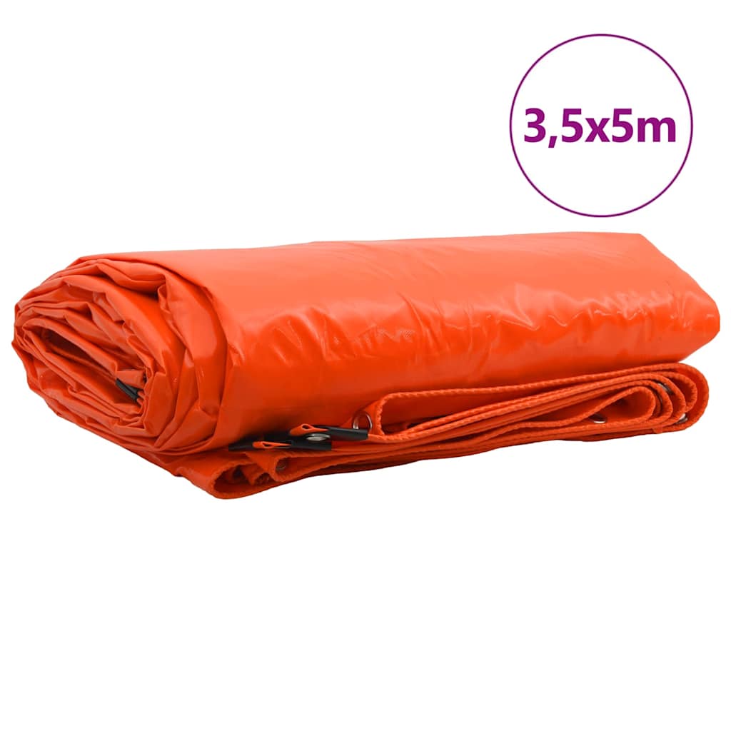 Tarpaulin 650g / m² Orange 3,5 x 5 m Lærred med PVC-belægning