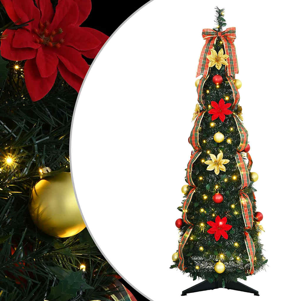 Kunstigt juletræ med 50 LED'er med stativ Grøn 125 cm PVC