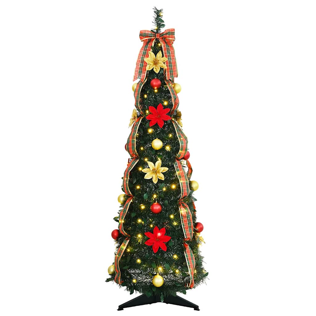 Kunstigt juletræ med 50 LED'er med stativ Grøn 125 cm PVC
