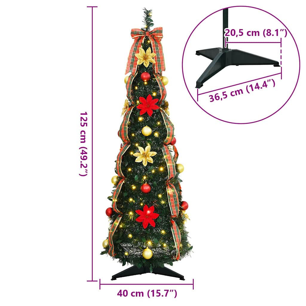 Kunstigt juletræ med 50 LED'er med stativ Grøn 125 cm PVC