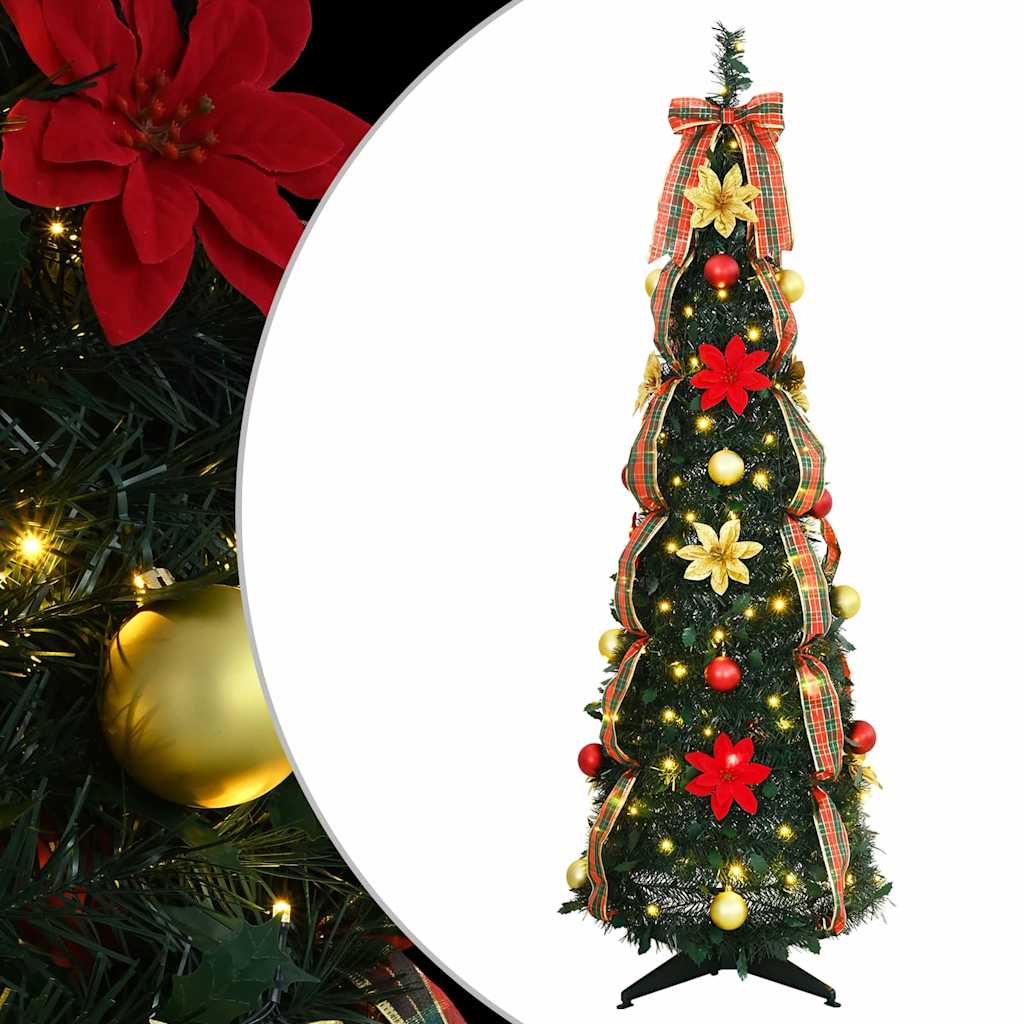 Kunstigt juletræ med 100 LED'er med stativ Grøn 155 cm PVC