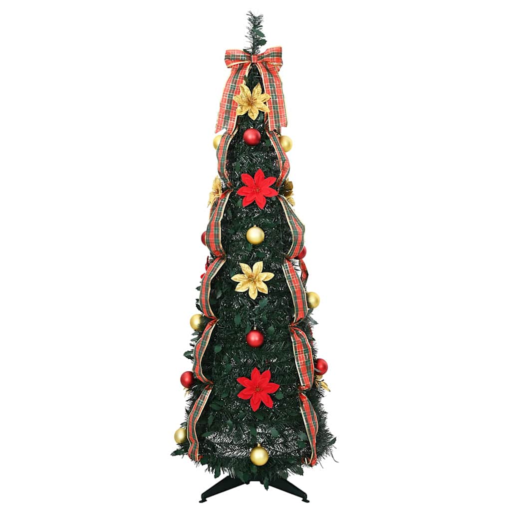 Kunstigt juletræ med 100 LED'er med stativ Grøn 155 cm PVC