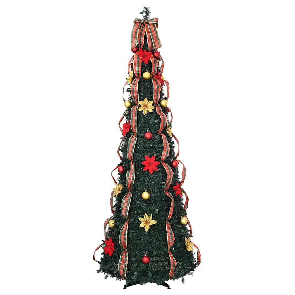 Kunstigt juletræ med 150 LED'er med stativ Grøn 185 cm PVC