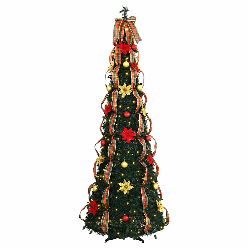 Kunstigt juletræ med 200 LED'er med stativ Grøn 215 cm PVC