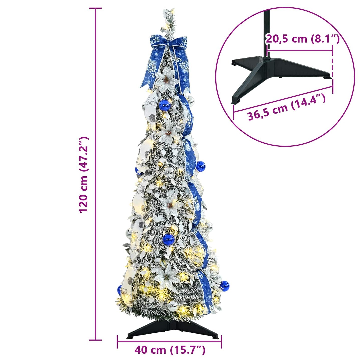Kunstigt juletræ Hvid 120 cm PVC