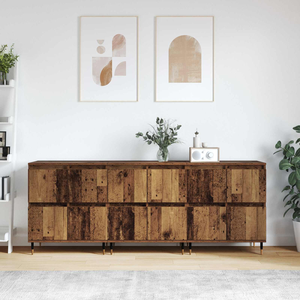 Opbevaringsskab 3 stk. Gammelt træ 60 x 35 x 70 cm