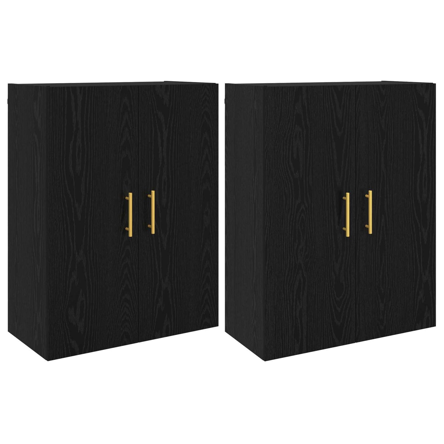 Vægmonteret skab 2 stk. Sort eg 69,5 x 34 x 90 cm