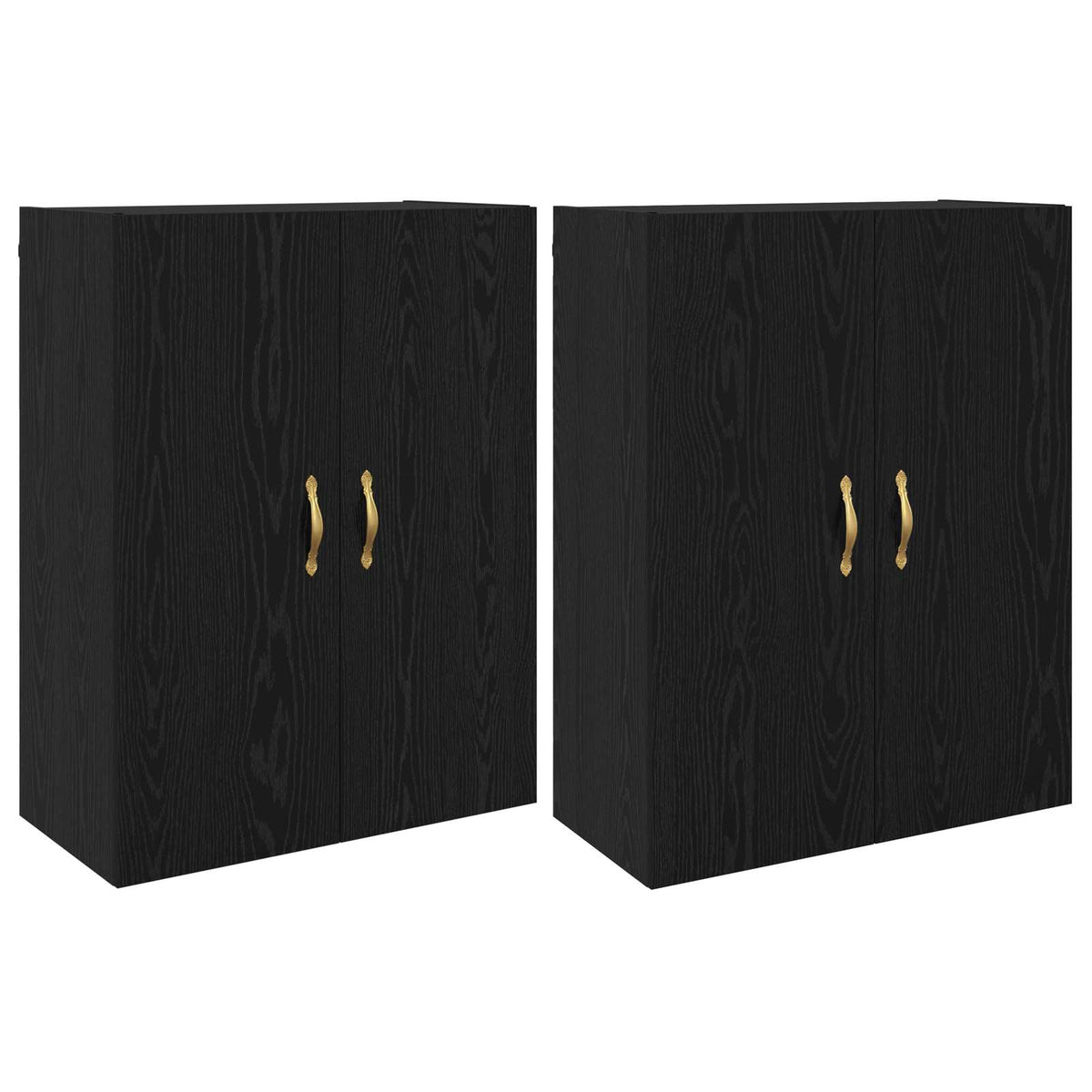 Vægmonteret skab 2 stk. Sort eg 69,5 x 34 x 90 cm