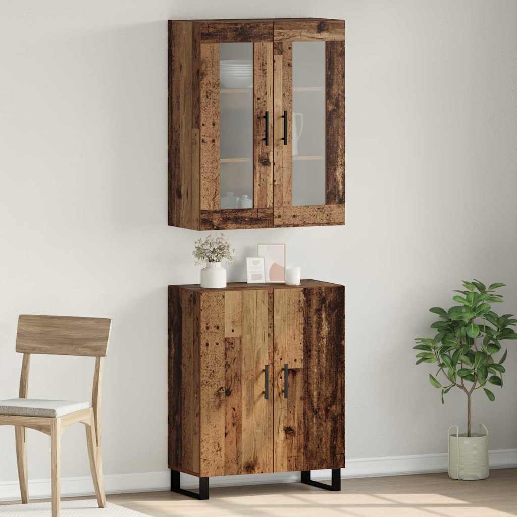 Highboard 2 stk. Gammelt træ 69,5 x 34 x 180 cm Konstrueret træ
