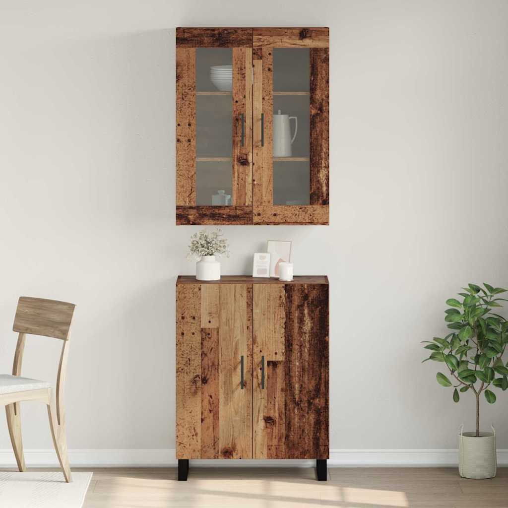 Highboard 2 stk. Gammelt træ 69,5 x 34 x 180 cm Konstrueret træ