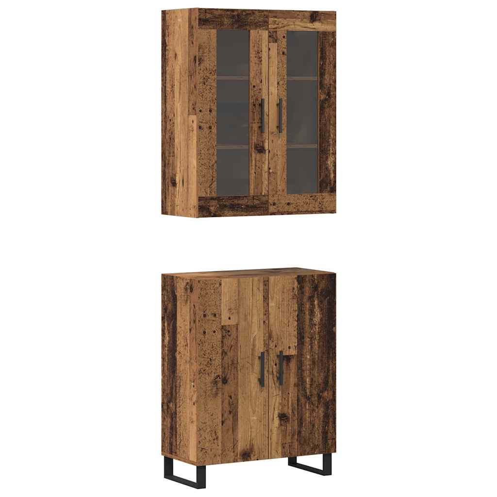 Highboard 2 stk. Gammelt træ 69,5 x 34 x 180 cm Konstrueret træ