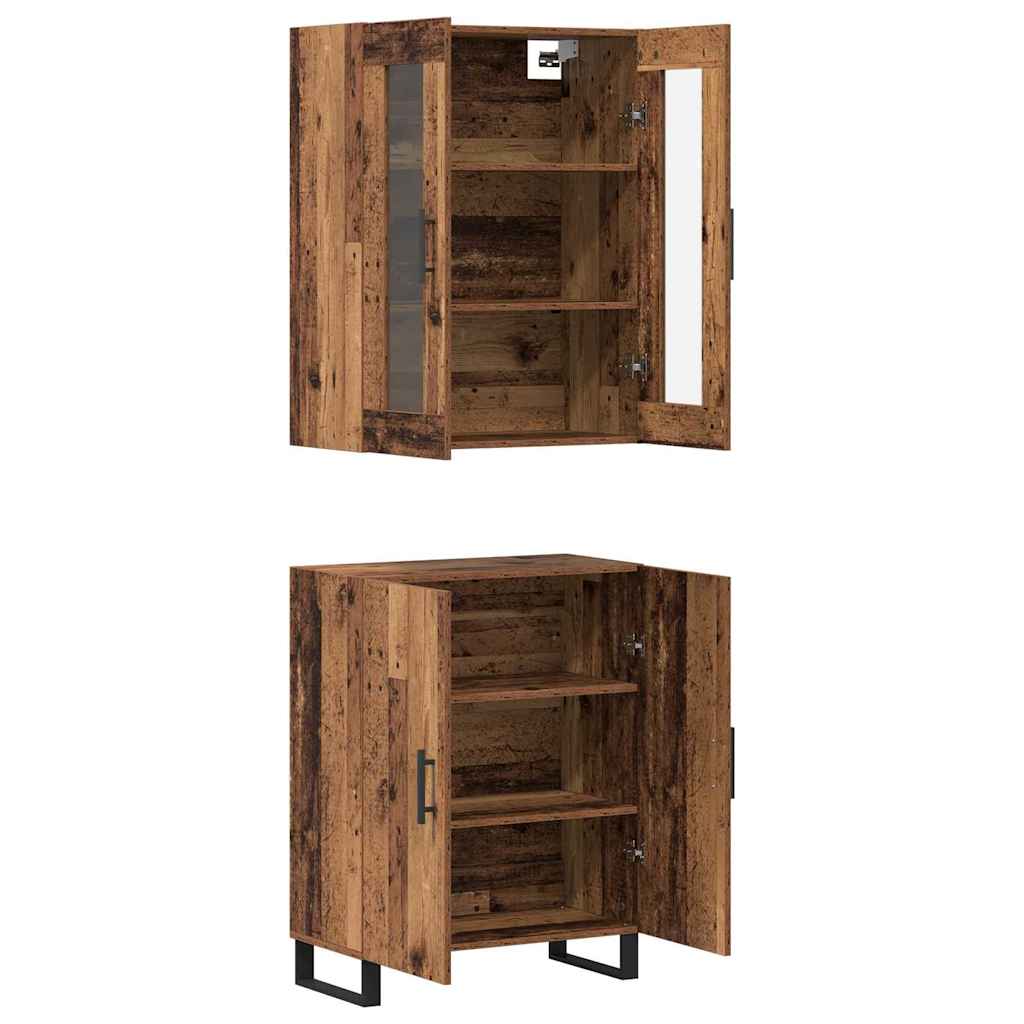Highboard 2 stk. Gammelt træ 69,5 x 34 x 180 cm Konstrueret træ