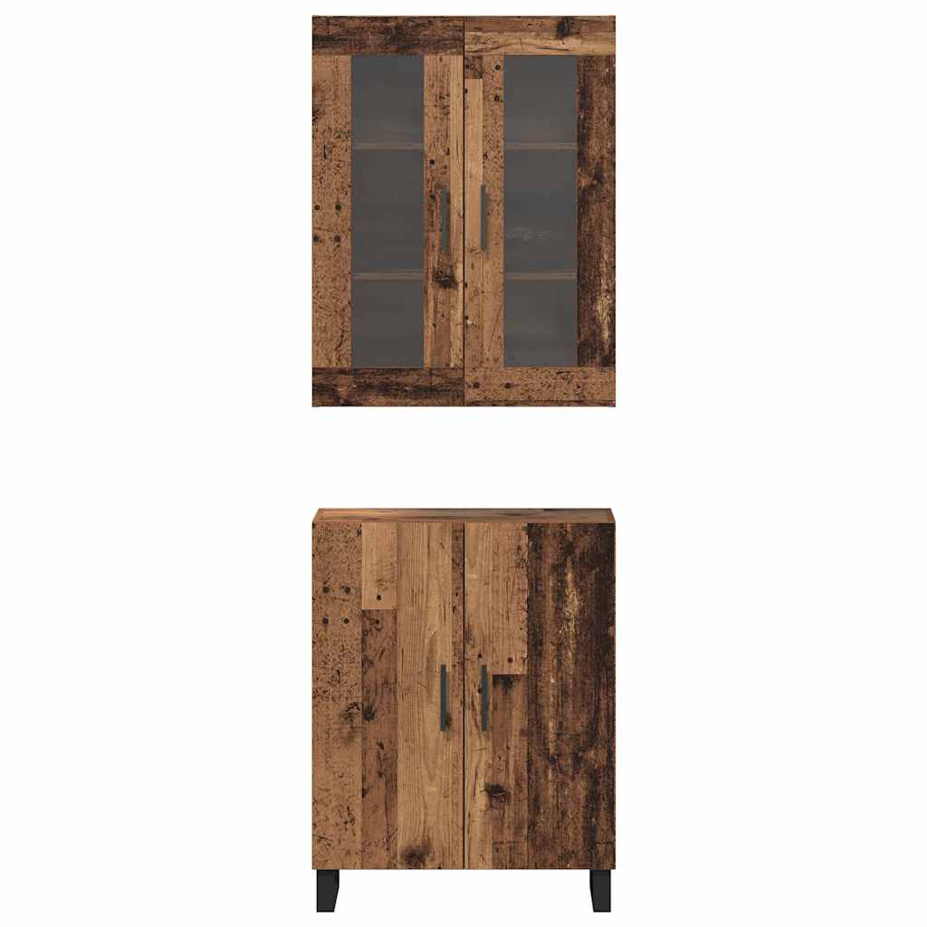 Highboard 2 stk. Gammelt træ 69,5 x 34 x 180 cm Konstrueret træ