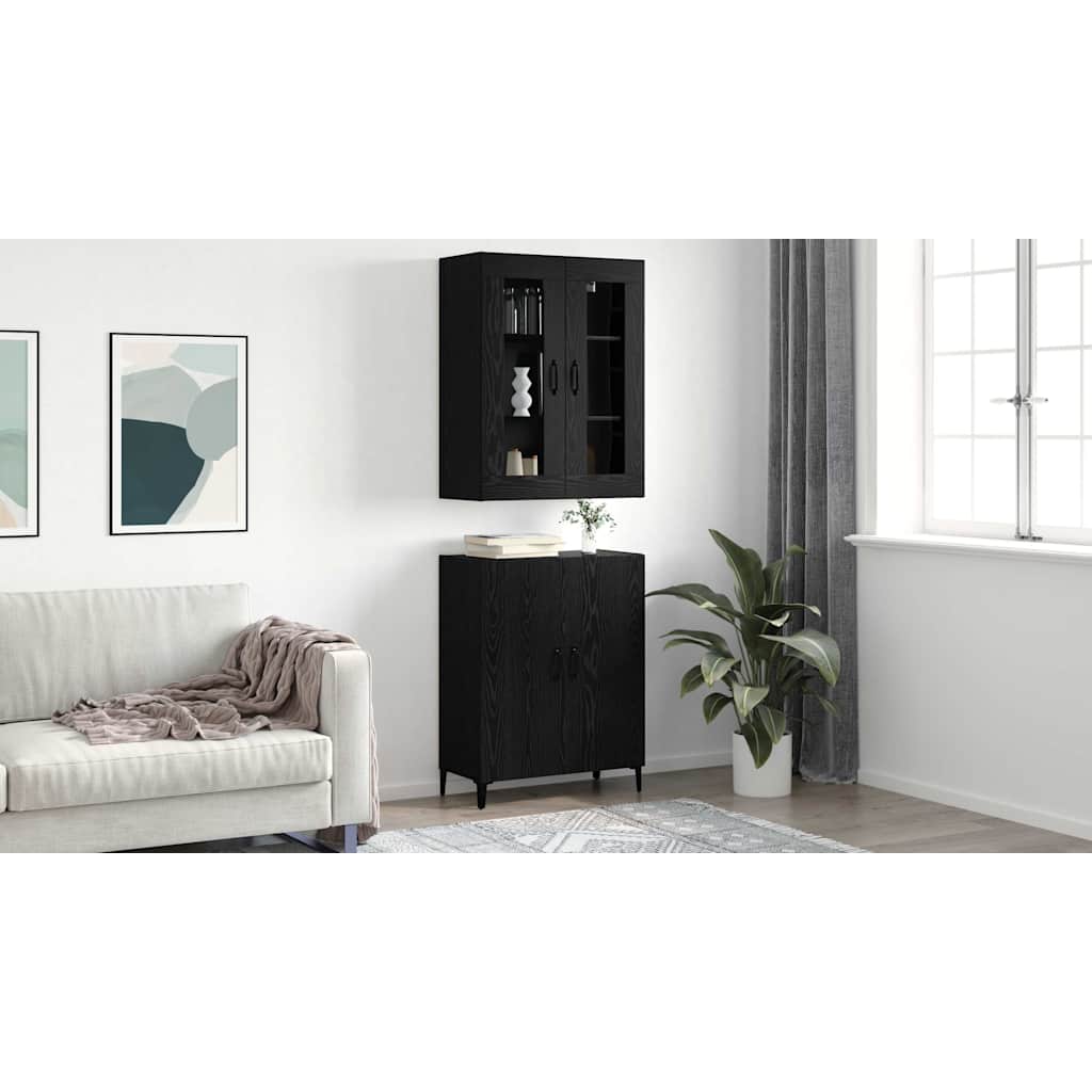 Highboard 2 stk. Sort eg 69,5 x 34 x 180 cm Konstrueret træ
