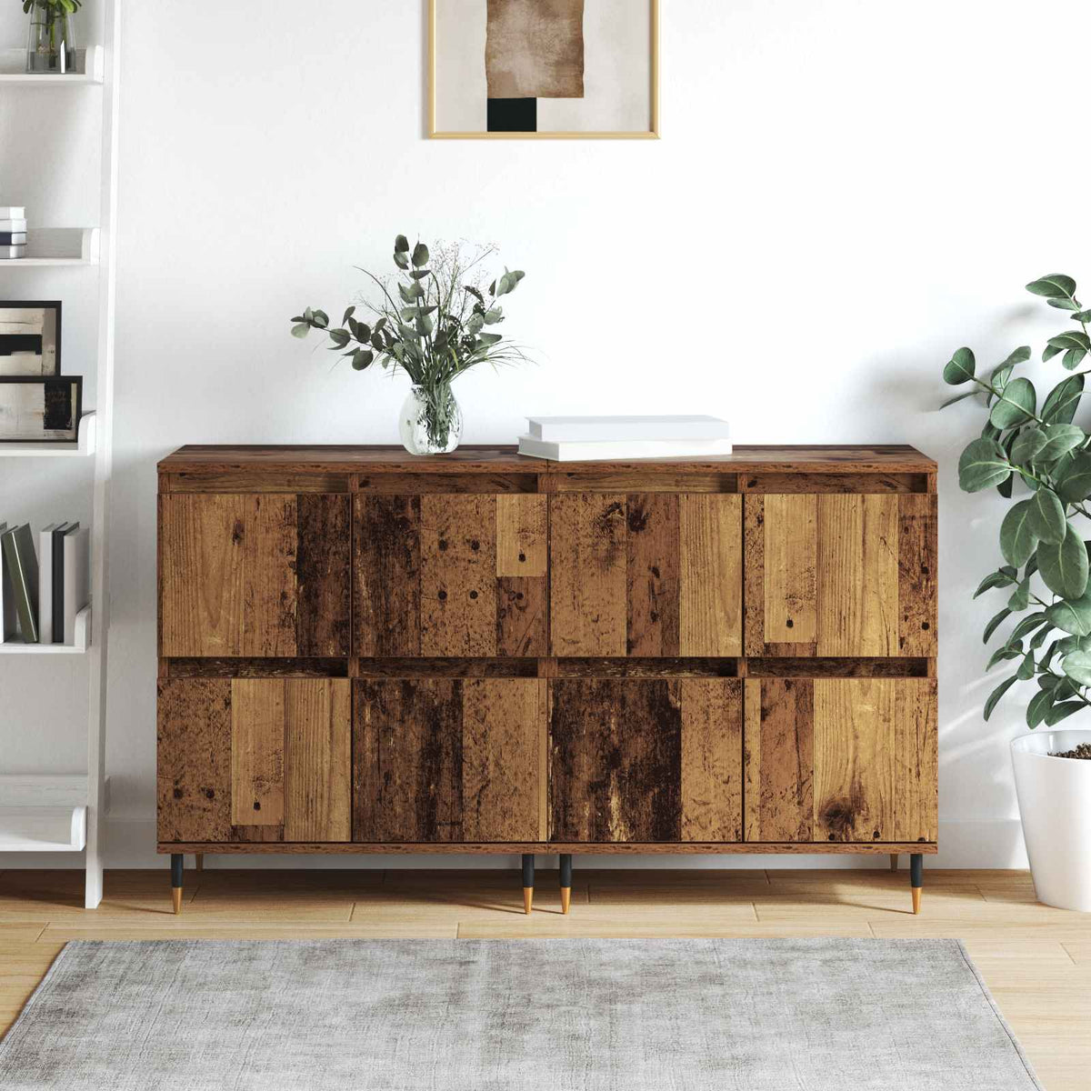 Opbevaringsskab 2 stk. Gammelt træ 60 x 35 x 70 cm